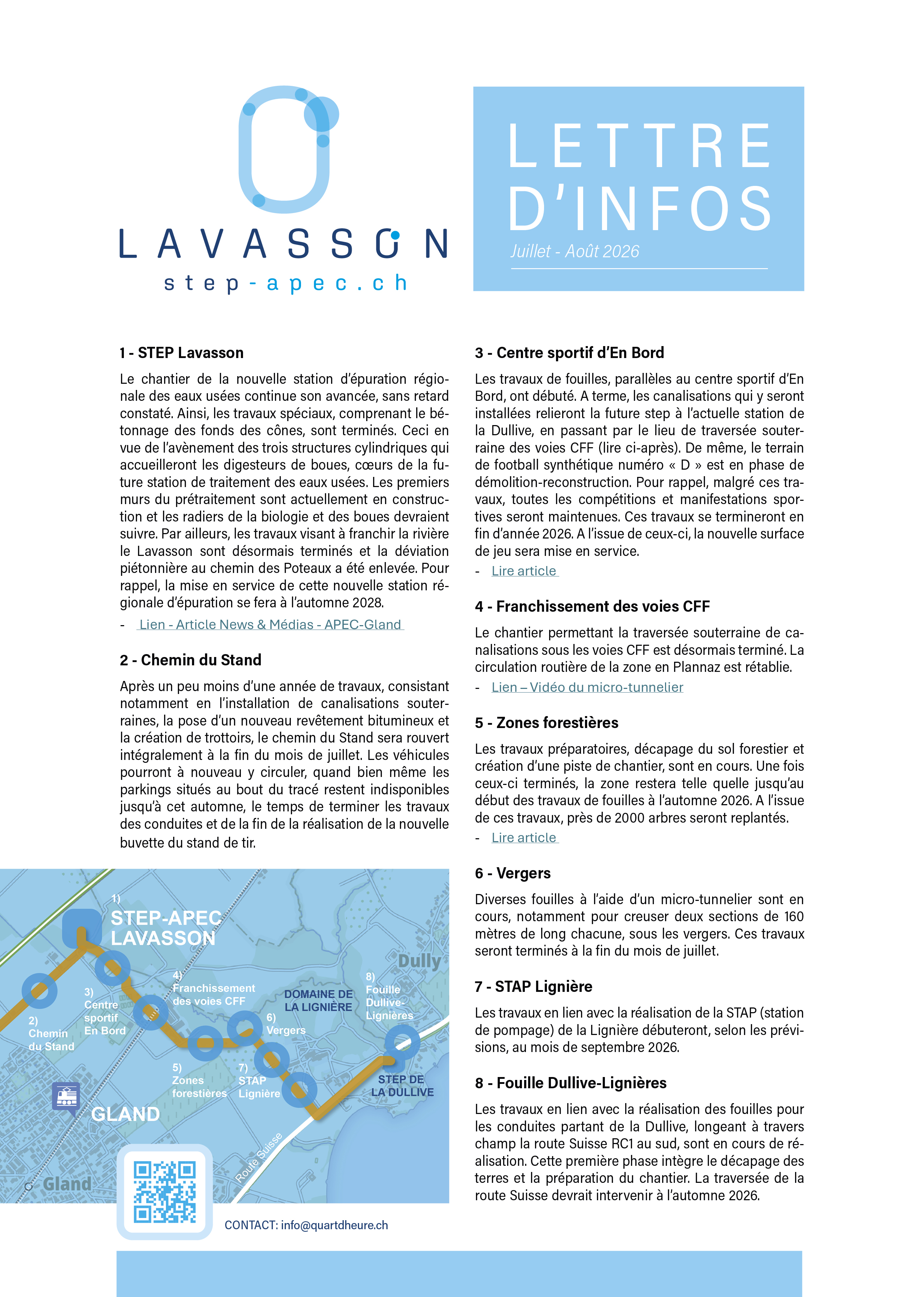 Suivi des chantiers : Juillet et août 2026